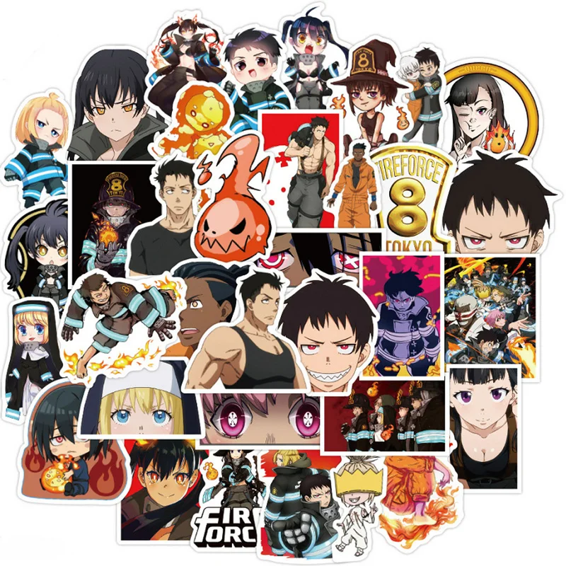 

50Pcs Anime Fire Force Stickers Waterproof Graffiti Sticker For Scrapbook Skateboard Snowboard Luggage Bicycle Kids Classic Toys