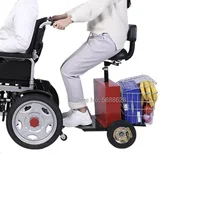 Free Shipping Electric Wheelchair Companion Trailer with Seat and Basket 2