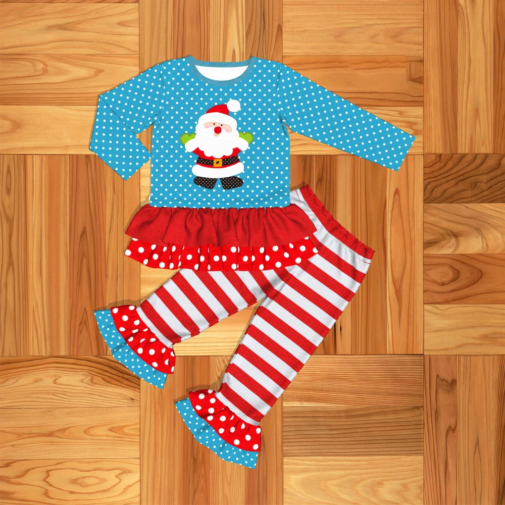 

Free Shipping Toddler Girls Clothing Set Christmas Embroidery Boutique Baby Remake Outfits Set Baby Girl Clothes 2GK907-1410-HY