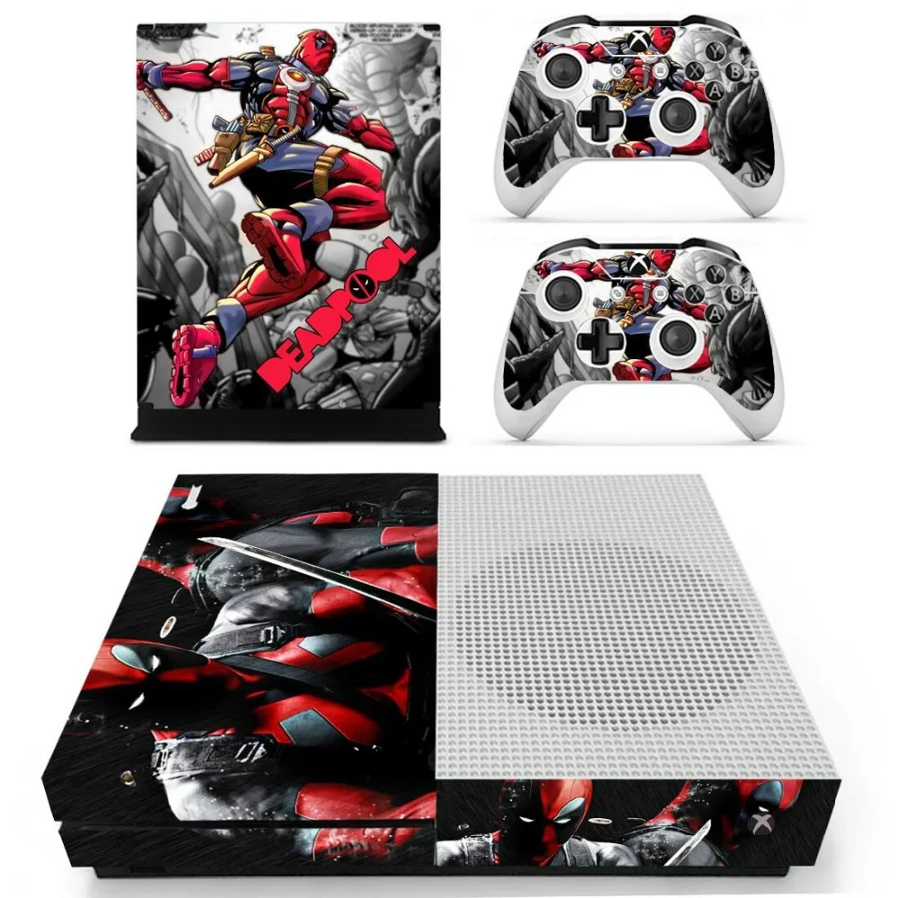 Для Xbox One S винил кожи Стикеры Дэдпул таблички для Xbox One S консоль с двумя Беспроводной контроллер Стикеры наклейки
