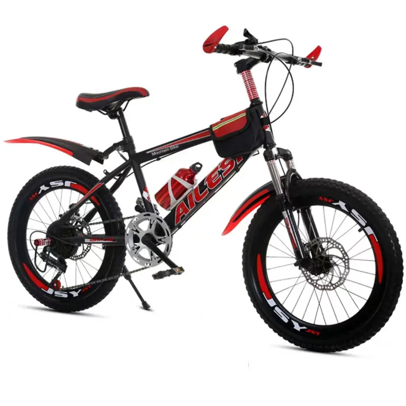 20inch Black red Детский горный велосипед высокоуглеродистая стальная рама износостойкая Нескользящая шина Удобный руль студенческий двойной дисковый тормозной велосипед - Цвет: 20inch Black red