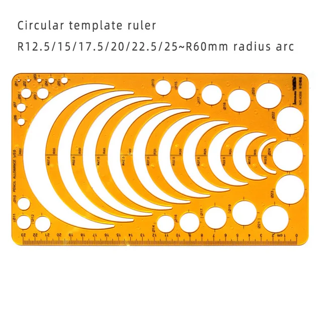 Circular oval ruler durable K Resin drawing design furniture architect template drafting ruler template measuring ruler 6