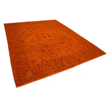 

243x305 Cm Orange Handmade Overdyed Large Area Rug-8x10 Ft