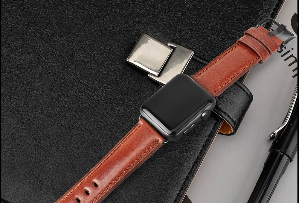 MAIKES из натуральной кожи ремешок для наручных часов для Apple Watch, версии 44 мм, 42 мм, 40 мм, 38 мм, версия 4/3/2/1 Для мужчин и Для женщин наручных часов iWatch, ремешок для часов