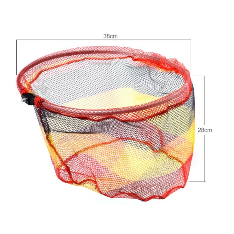 

Fish Mesh Head Alloy Frame Foldable Colorful Nylon Coarse River Fishing Hand Landing Net Head Boating Fish Keeper Net Head