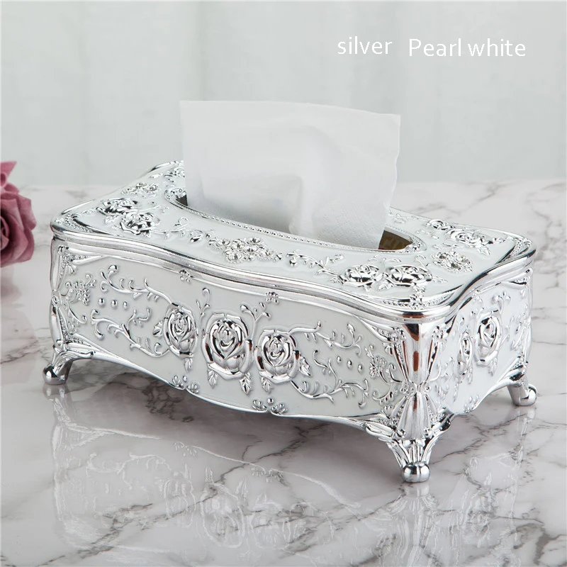 Creative bedroom office desk tissue box European luxury paper box universal paper box family KTV hotel car storage paper towel 2