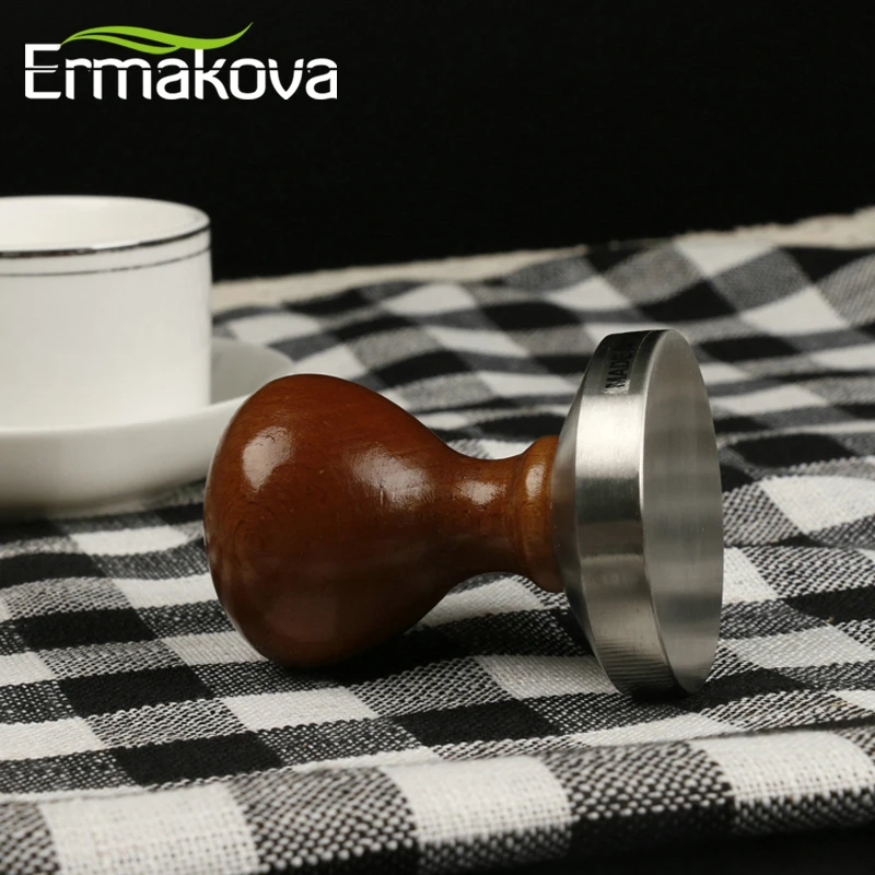 ERMAKOVA кофе трамбовщик Палисандр Ручка Es пресс o порошок производитель плоский пресс-молоток 304 нержавеющая сталь кофе трамбовочная машина