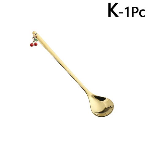 Fruit Pendant Coffee Spoons Teaspoon Mixing Stirring Dessert Spoon Table Decor Christmas Party Gift Kitchen Tool