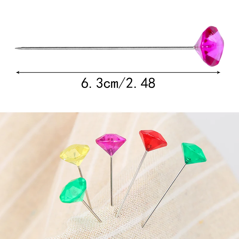 100PCS Bouquet Pins Pearl Corsage Crystal Diamond Head Pins 65MM Straight  Head Pins for DIY Wedding Crafts Jewelry Decoration