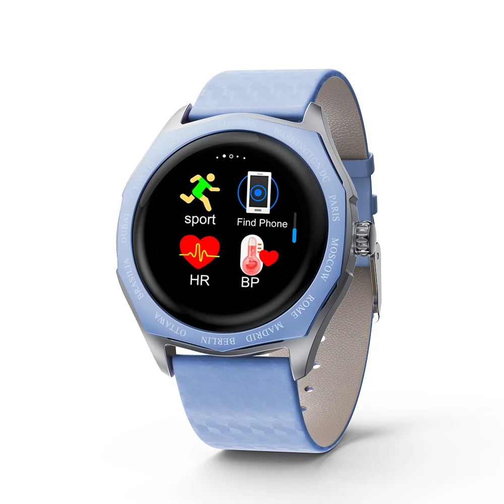 blue ELFTEAR V18 Смарт-часы для женщин Полный Круглый сенсорный экран леди Smartwatch изменение цвета ремешок мониторинг сердечного ритма для Apple Watch - Цвет: blue