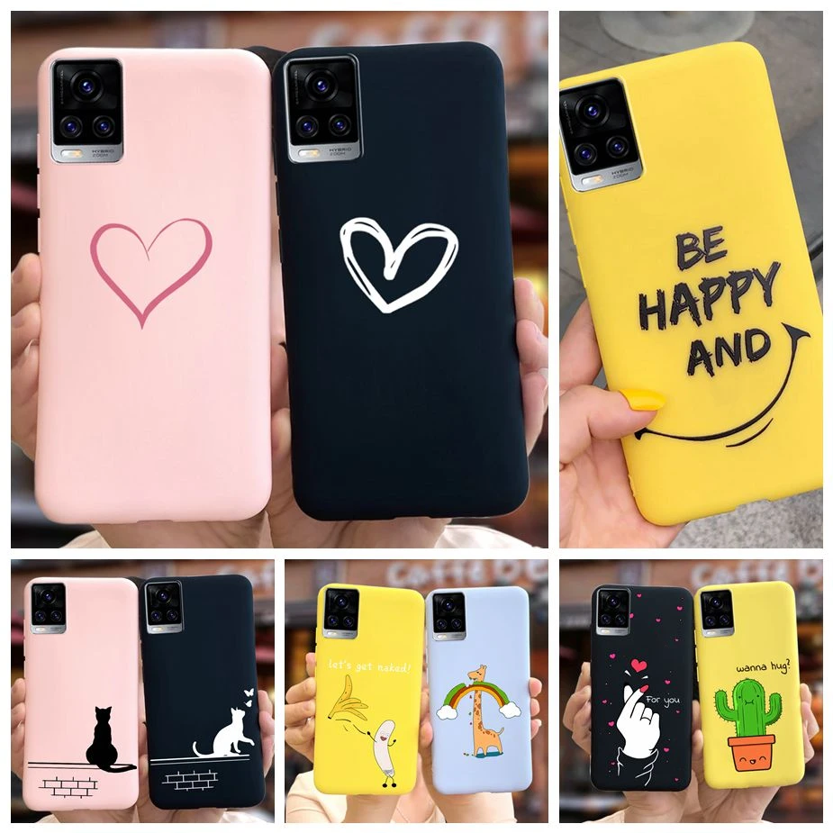 phone pouch bag For Vivo V20 Case V2024 V2025 Soft Silicone Stylish Candy Painted Cover For Vivo V20 V2040 Phone Cases Shockproof Bumper VivoV20 glass flip cover