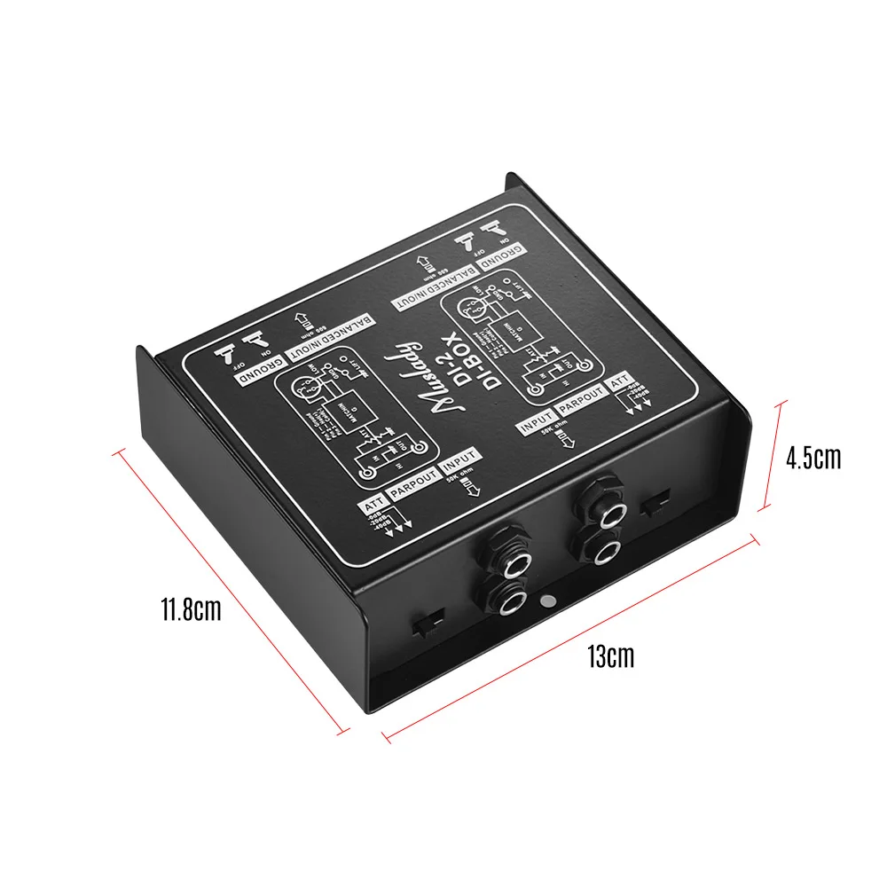 Muslady DI-2 Профессиональный двухканальный пассивный DI-Box прямой впрыск аудио коробка сбалансированный и дисбаланс сигнала конвертер Электрический