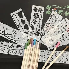 Студенческие Призы картина шаблон ПЭТ окрашенный Шаблон Выдалбливают Shouchao Bao 8-DIY аксессуары для альбомов трафарет с кружевом