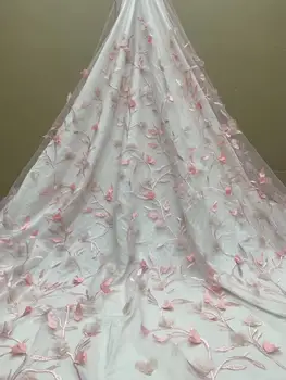 

Cheap 3D flowers French Nigerian lace fabric high quality tulle African lace fabric wedding African French tulle lace YYZ7863