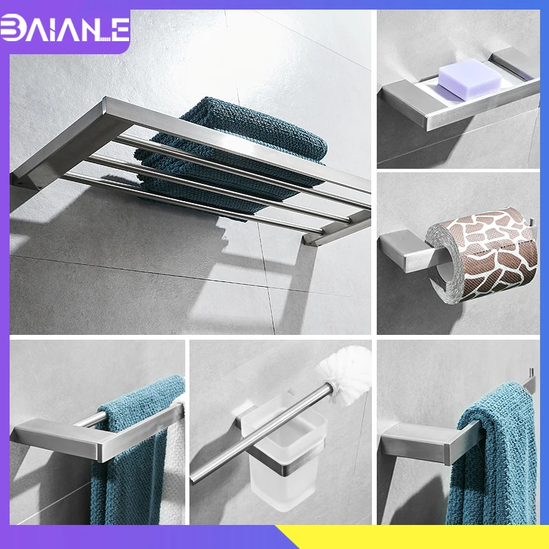 Bathroom Towel Holder Stainless Steel Towel Rack Hanging Holder Towel Bar Clothes Coat Hook Toilet Paper Holder Shower Soap Dish