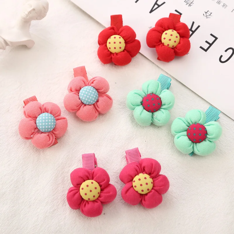 Заколки для девочек; Детская Классическая тканевая повязка на голову с цветочным узором; милый головной убор; AliExpress с боковыми зажимами