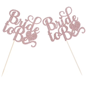 

2pcs Rose Gold Bride to be Cupcake Toppers Bridal Shower Cake Decor Wedding Birthday Party Decors Engaged Favor