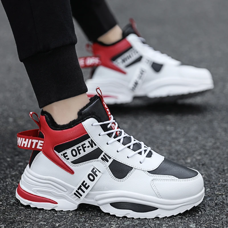Модная Мужская дышащая обувь chaussure homme теплые зимние кроссовки на платформе с
