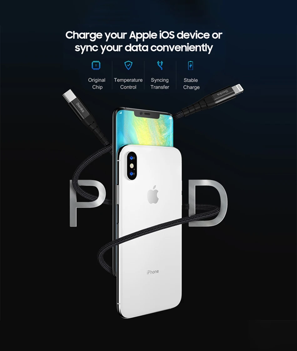 Benks M11 MFi PD Fast Charging Cable For iPhone XS 11 Pro MAX X XR 8 Plus Type USB C to Lightning Phone Cable Nylon Charger Cord (2)