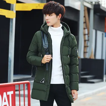 

Casual Zipper Long Winter Parkas Jacket Men Hooded Pockets Warm Thick Coat Solid Regular Mens Clothing Plus Size