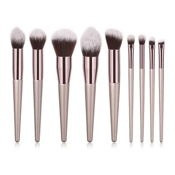 

9PCS Makeup Brushes Set Champaign Gold For Powder Contour Blusher Liquid Cream Eyeshadow Cosmetics Brushes tools T09007
