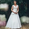 Elegant Plus Size Wedding Dresses 2021 Chiffon Pleats Elegant Vestido de Novia Custom Made V-neck Cap Sleeves Bridal Dress 5