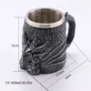 Medieval Dragon Resin Stainless Steel Beer Mug 600ml Retro Tankard Skull Coffee Cup Tea Mug Tumbler Pub Bar Decor Drop Shipping ► Photo 3/6