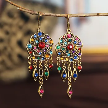 

Boho Gypsy Tassel Indian Dangle Earrings 2020 Women Orecchini Jewelry Ladies Retro Flower Jhumka Earrings