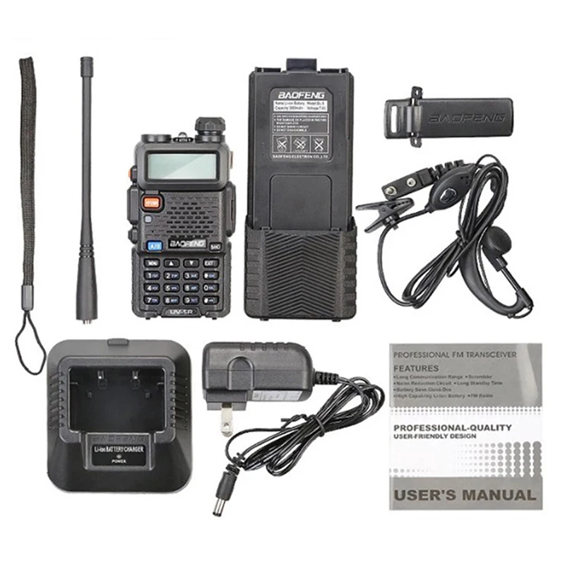 Baofeng UV-5R портативная рация 5 Вт 3800 мАч радиоприемник VHF 136-174 МГц UHF 400-520 МГц Baofeng UV-5R радиокоммуникационная станция