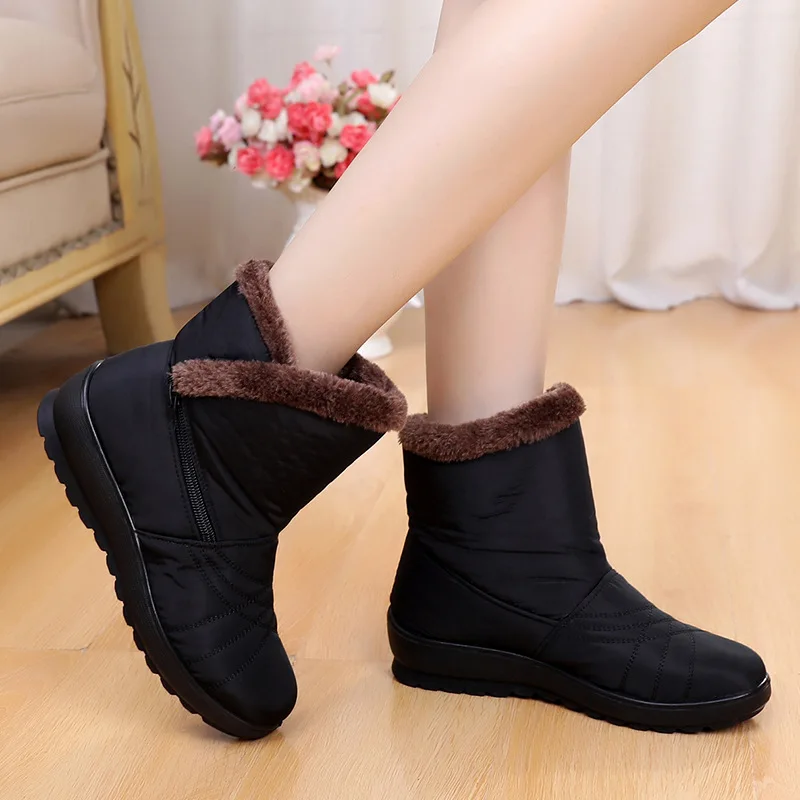 

Winter New Style Warm Mom Cotton Boots Anti-slip Waterproof Short Boots plus Velvet Snow Boots Rubber Sole Cotton Boots