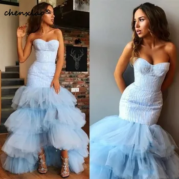 

Fashion Mermaid Evening Dress Tiered robe de soiree longue Evening Gowns Mermaid Formal Dresses Elegant