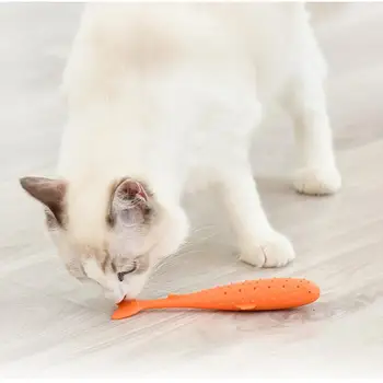 

Interactive Fish Shape Toothbrush Catnip Simulation Silicone Teeth Cleaning Chew Toy Pet Supplies For Kitten Cat
