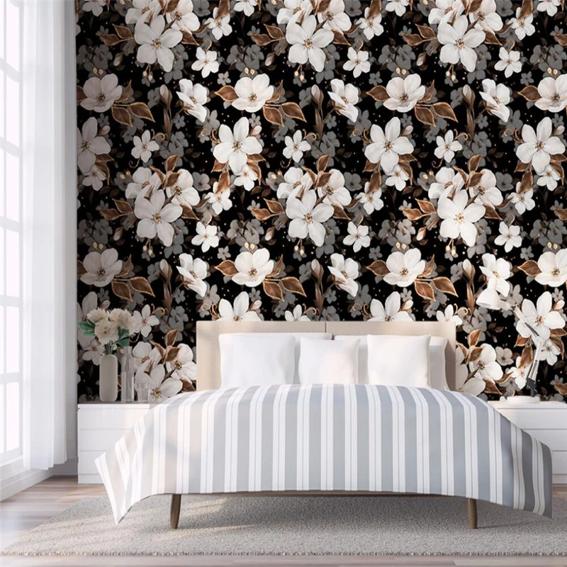 American Pastoral Golden Rose Papel de Parede Decoração para Casa tv Papel de Parede de Fundo 3d Photo Murais Adesivos de Parede Personalizado