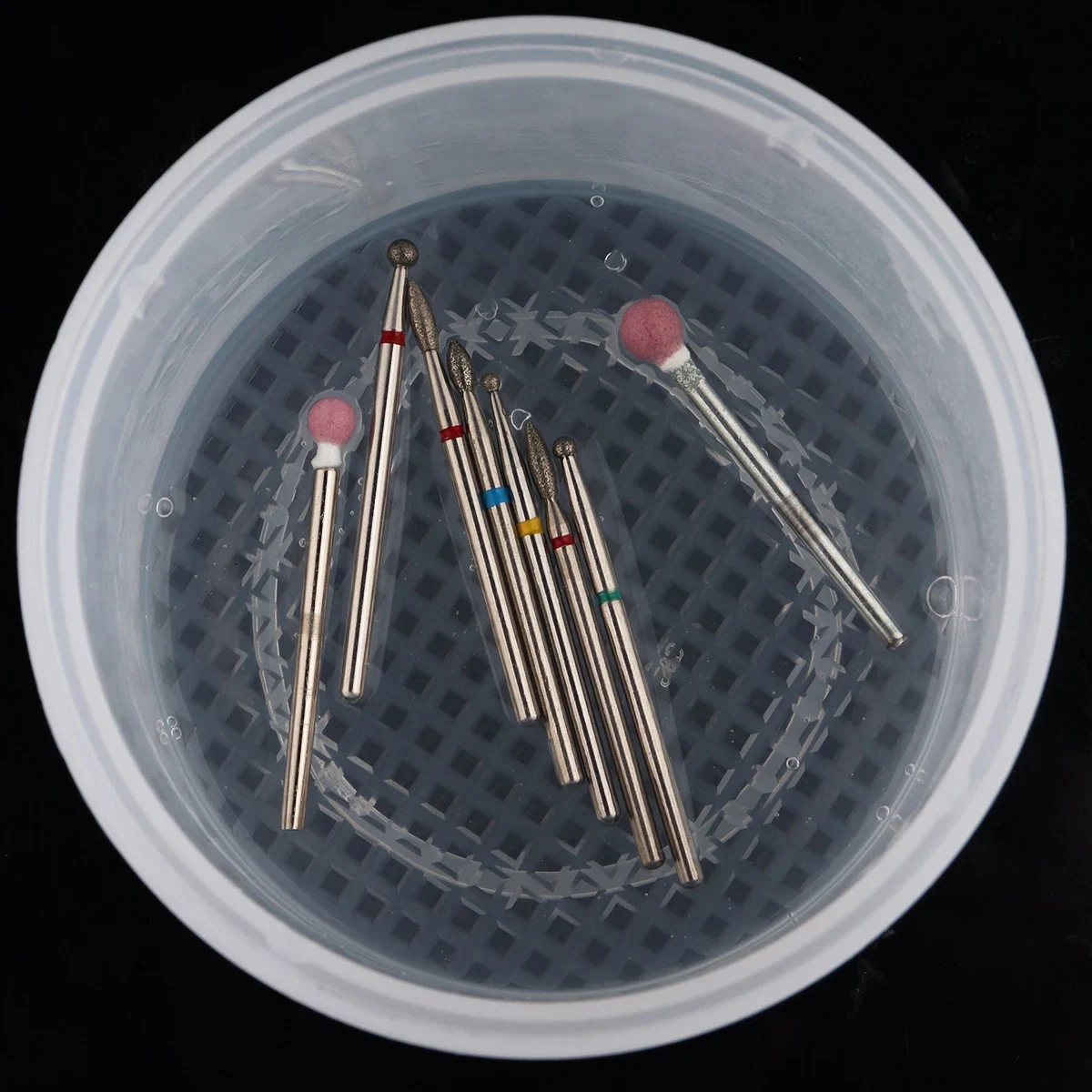4 цвета сверла для дизайна ногтей стерилизатор для очистки дезинфекции коробка для хранения шлифовальной головки Маникюрный Инструмент круглый чистый чехол