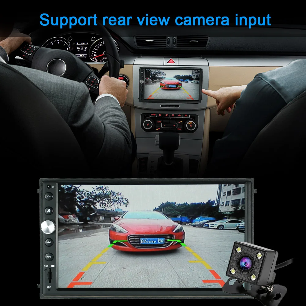 

Car Audio Touchscreen Player 7" Double Din HD BT AM/FM with Rearview Camera for iPhone Android Phones