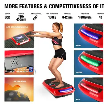 

4D Exercise Fitness Slim Vibration Machine Trainer Plate Platform Body Shaper with Resistance Bands Indoor Sports Equipment HWC