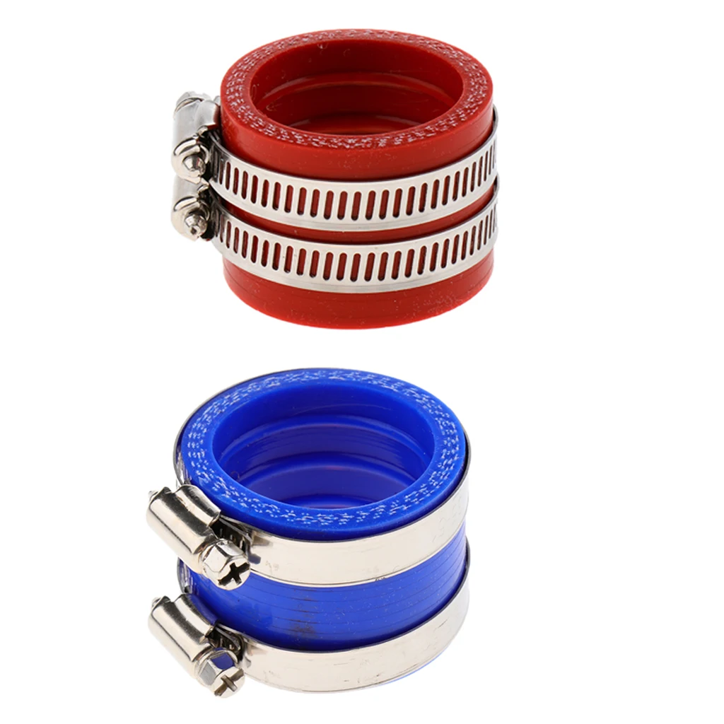 2 Pieces Motorcycle 32mm 34mm Intake Manifold Carburetor Boot Joints Fit for PWK OKO KOSO Carb (Red and Blue)