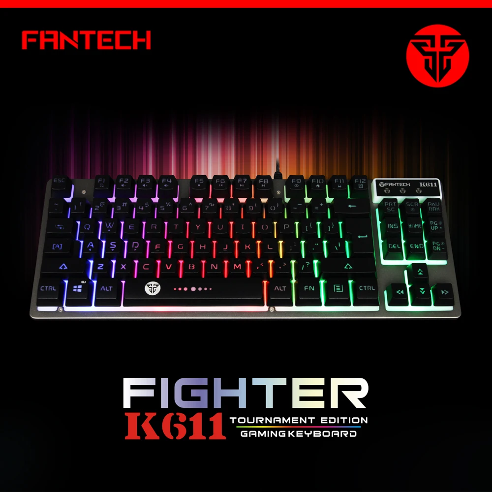 

Fantech K611 Gaming Keyboard Usb Wired Keyboard Computer Office Keyboard RGB Backlit Anti-Ghost 87 Keys For Computer Laptop