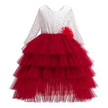 Кружевное платье-пачка с цветочным рисунком для девочек; Детские платья для девочек в европейском и американском стиле; платье принцессы с бантом; 3 цвета; Детский костюм