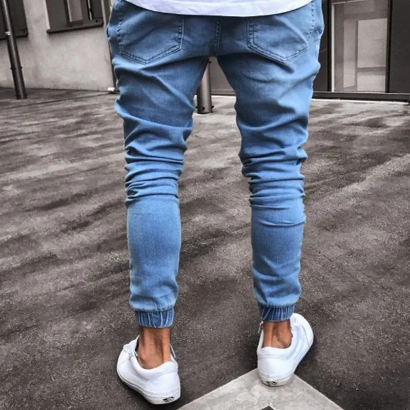 Джинсы мужские 2019Hip Hop спортивные брюки обтягивающие джинсовые мотоциклетные брюки на молнии маленькие ноги джинсы мужские s повседневные мужские джинсовые брюки уличная одежда