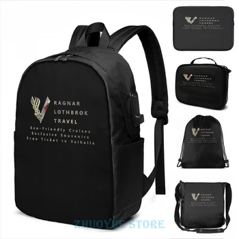 

Funny Graphic print Ragnar Lothbrok Travel USB Charge Backpack men School bags Women bag Travel laptop bag