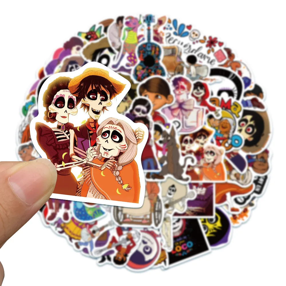 10/30/50pcs Disney Cartoon Coco Stickers Aesthetic DIY Laptop Phone Case Scrapbooking Fridge Kids Cute Sticker Decals Packs 10 30 62pcs cartoon elf stickers skateboard fridge guitar laptop motorcycle travel classic toy cool decals sticker