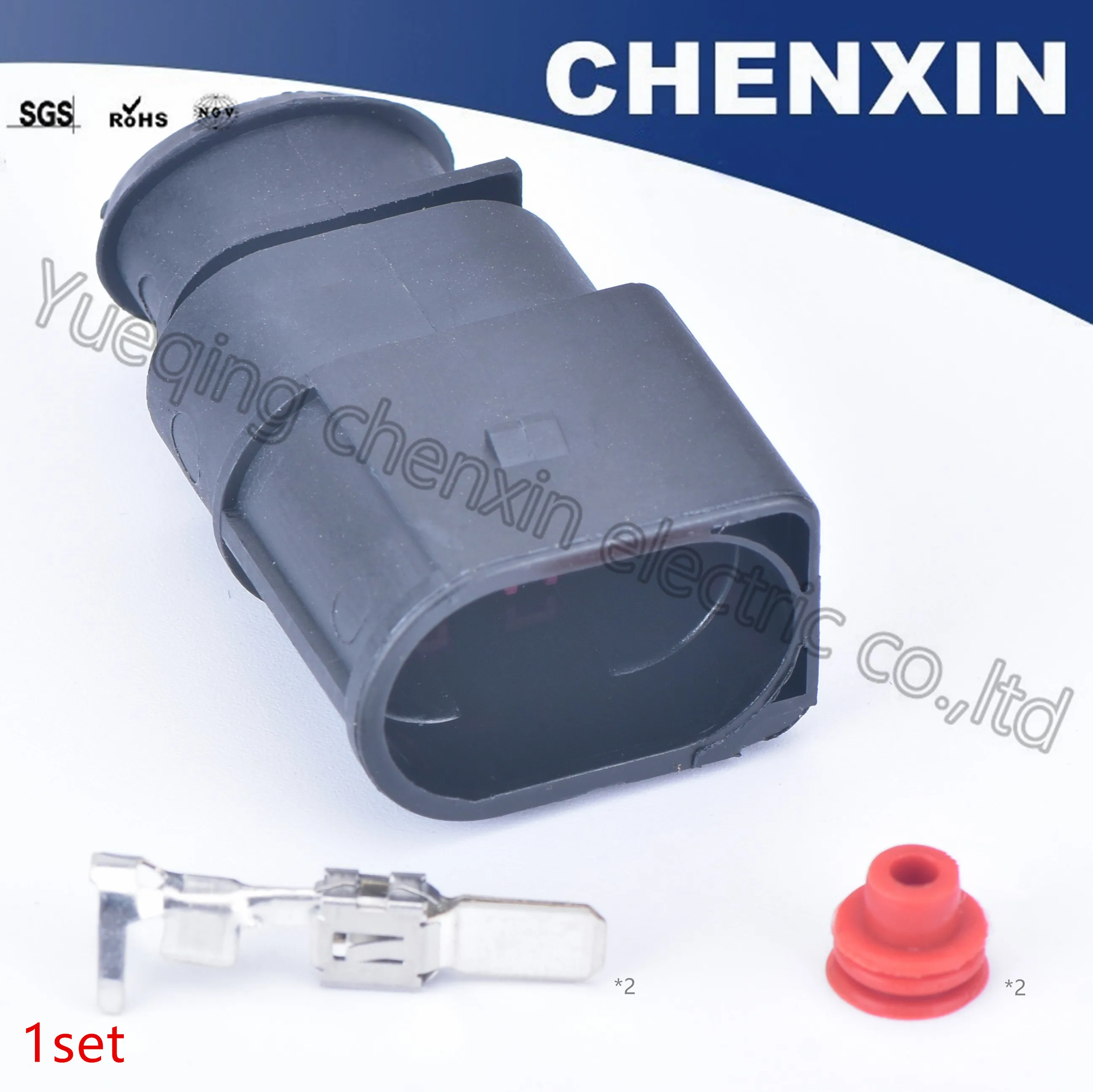 Черный 2-контактный автомобильный водонепроницаемый разъем 6 3 мужской