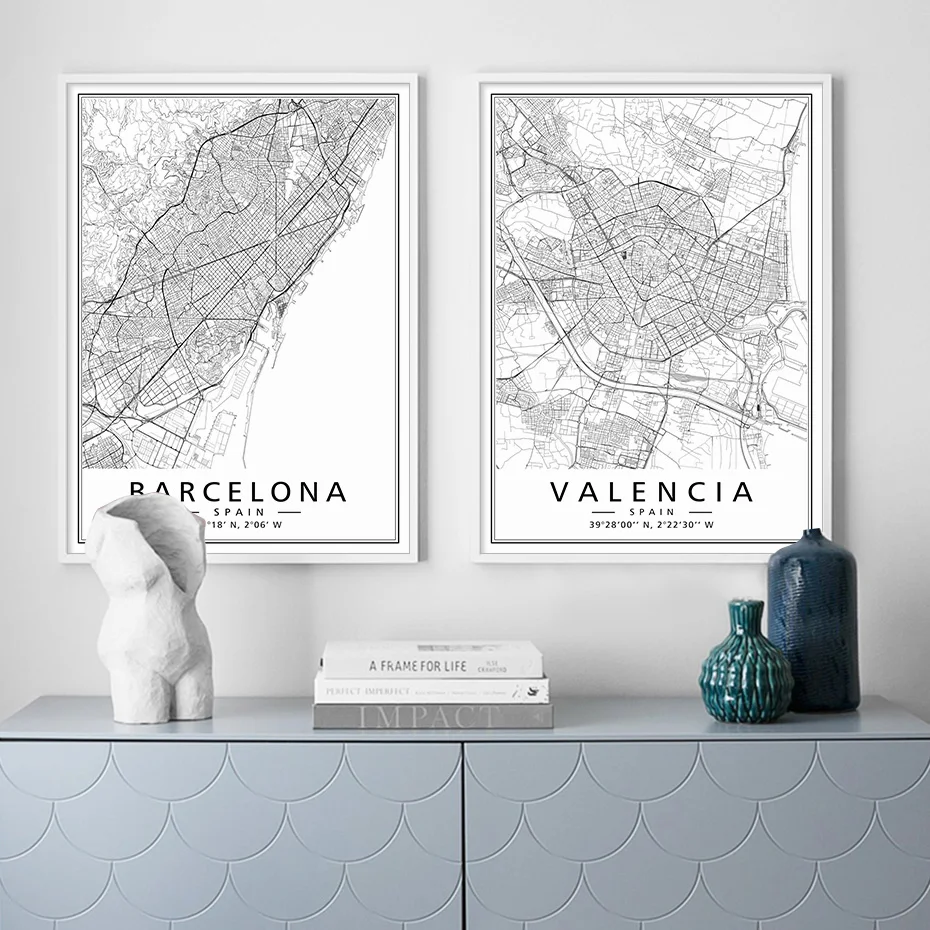 Póster con marco negro - barcelona - 50x70 Ciudades