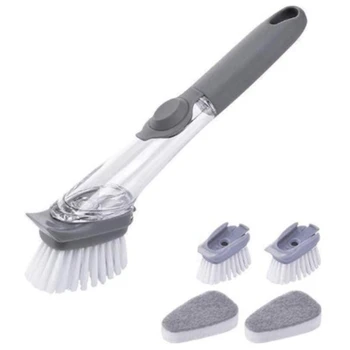 

Kitchen Cleaning Brush Scrubber Dish Bowl Washing Sponge Automatic Liquid Dispenser Kitchen Pot Cleaner Tools