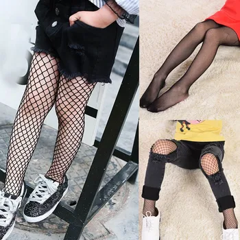 

Baby Cute Pantyhose Kids tights Knee Baby Girls Hosiery Black Fishnet Elastic Thigh High Stockings Pantyhose Tights For 7-15year