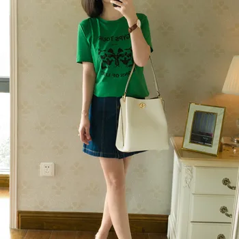 

Women's T-shirt 2020 Spring New Green Cute Dog Print T-shirt