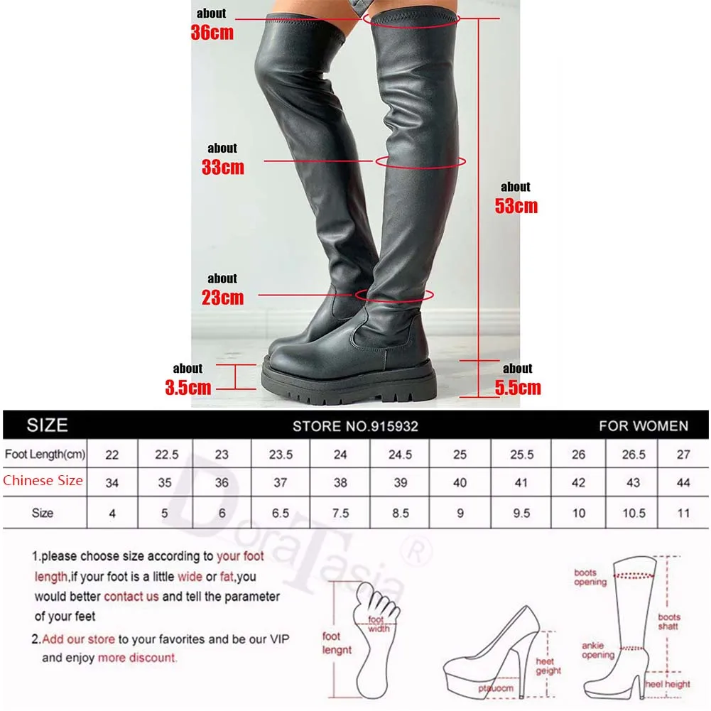 Ladies Chunky High Heels Thigh High Boots Fashion Solid Platform women's Over The Knee Boots Casual Comfy Woman Shoes