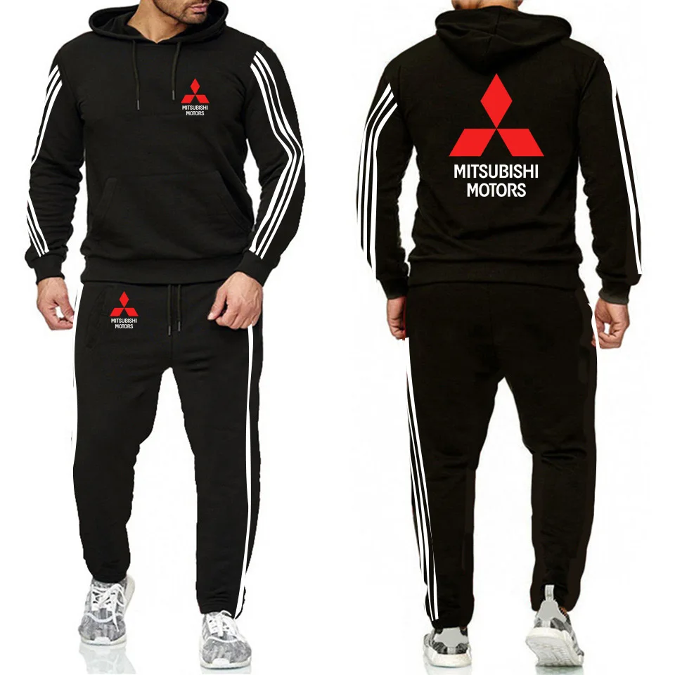 Sudadera con capucha para hombre, con logotipo de Mitsubishi Car, Casual, a la moda, con estampado Harajuku, deportiva, 2 uds.