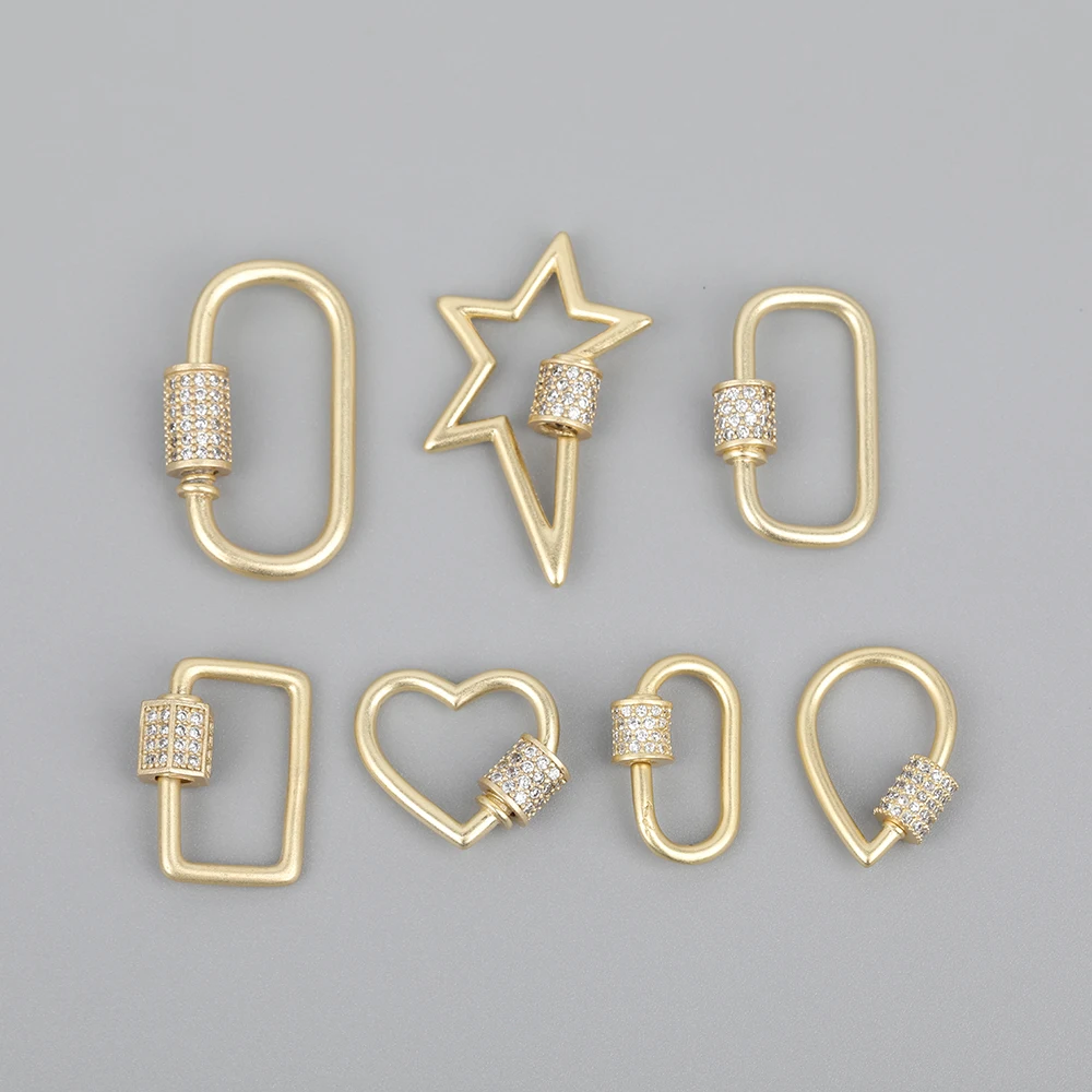 

10pcs/Lot 18mm CZ Micro Pave Rectangle Heart Oval Shape Carabiner Clasps Zirconia Connector Clasps For DIY Jewerlry Accessories